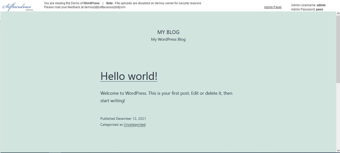 page test de WordPress
