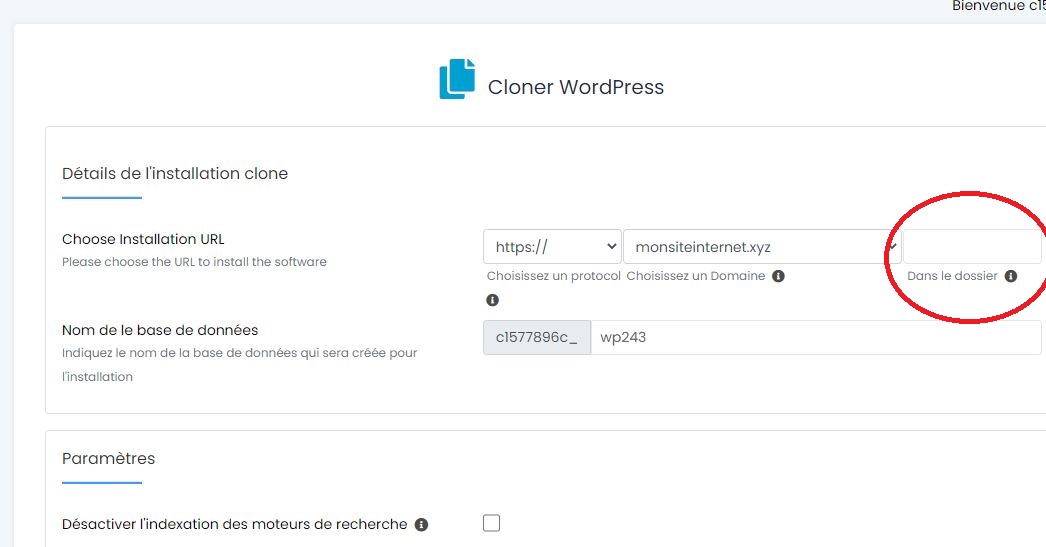 cloner WordPress via softaculous apps installer