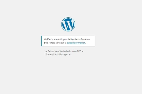 lien de confirmation nouveau mot de passe WordPress