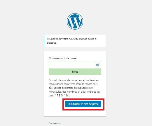 choisir un nouveau mot de passe WordPress