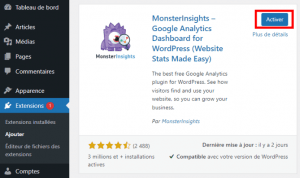 Activer le plugin MonsterInsights
