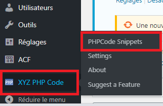 Ajouter code PHP