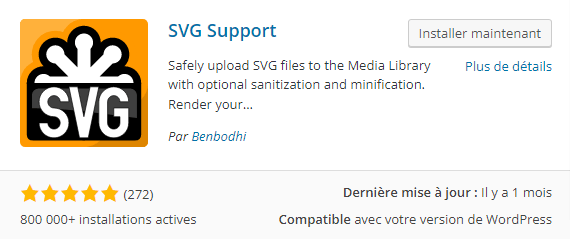 Installer SVG Support sur wordpress