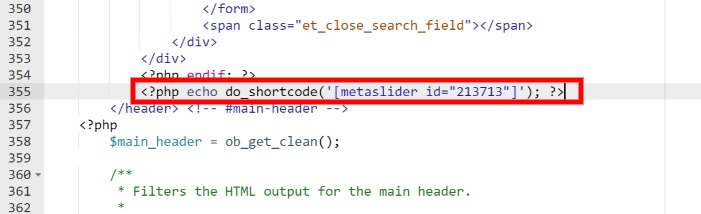 ajoutez le do_shortcode au dessus de header