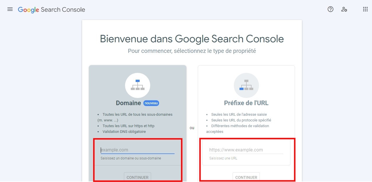 ouvrir google search consol