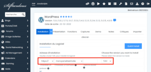 installer WordPress avec softaculous