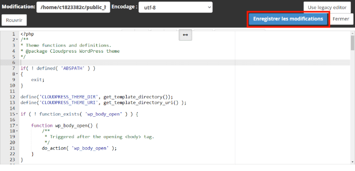 ajouter du code à functions.php