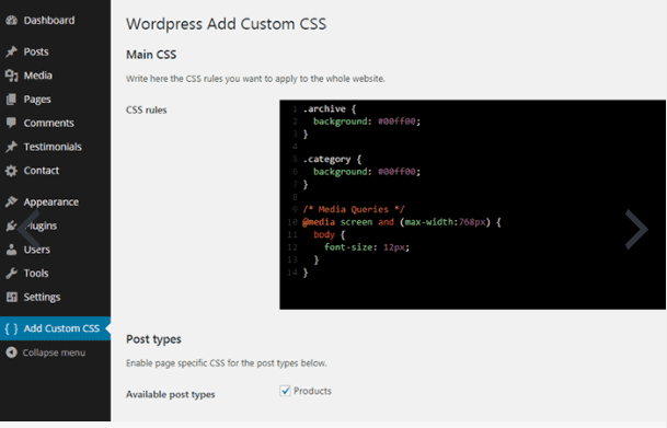 CSS personnalisé WordPress plugin Add Custom CSS