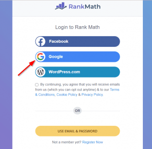 choisir le moyen de connecter Rank Math à votre site