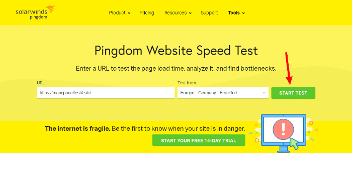 page de test/Pingdom