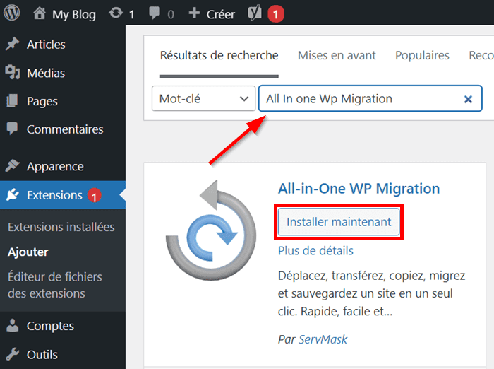 Installer All In One WP Migration