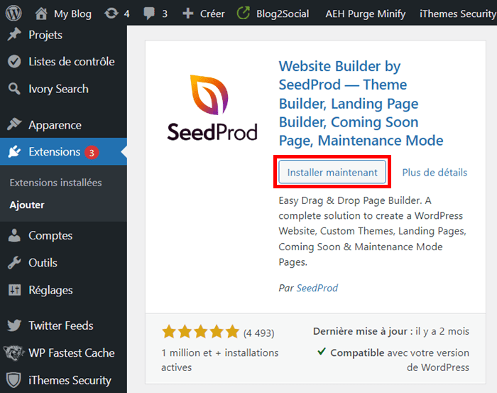 SeedProd/Installer maintenant