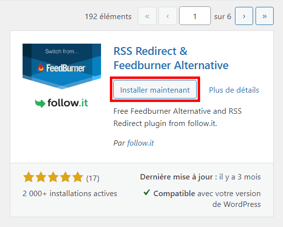 installer le plugin RSS Redirect & Feedburner Alternative