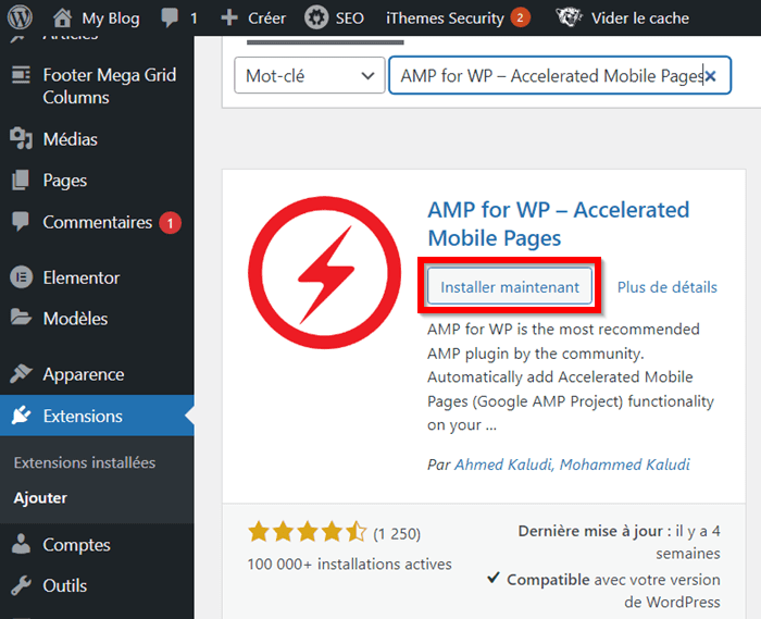installer le plugin AMP for WP
