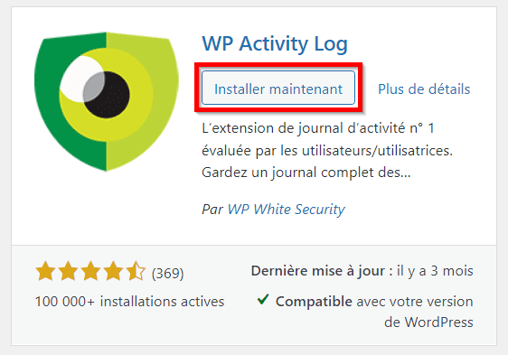 installer WP Activity Log