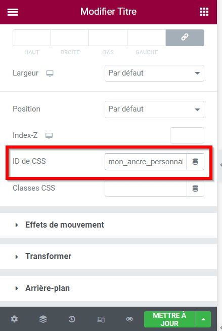 trouver le champ ID de CSS