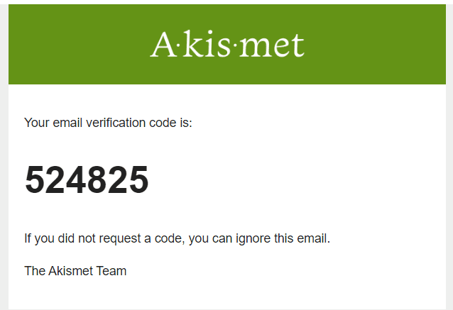 code de validation Akismet