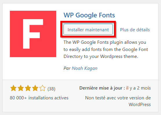 installer WP Google Fonts