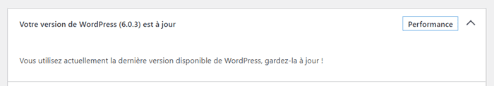 test "WordPress est à jour"