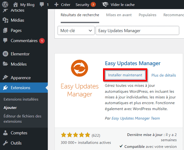 installer le plugin Easy Update Manager