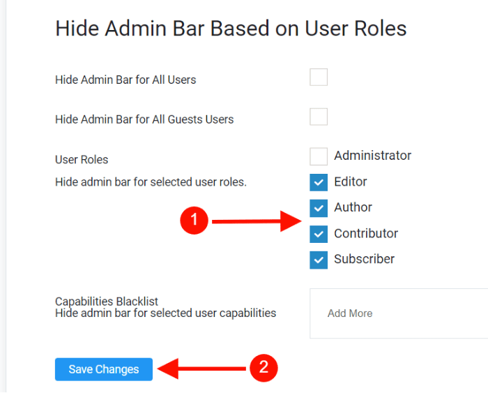 désactiver la barre d'outils en fonction des profils des utilisateurs