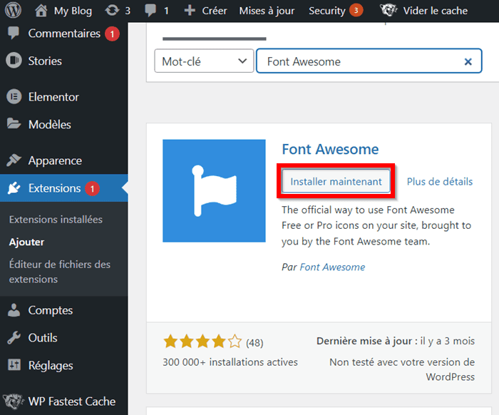 installer le plugin Font Awesome