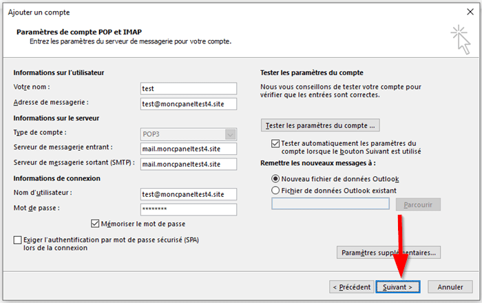 Tutoriel Outlook : paramètres de compte POP et IMAP