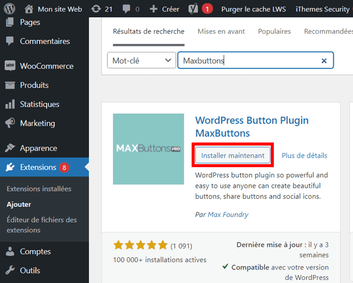 Installer le plugin MaxButtons WordPress