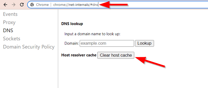 vider le cache DNS Chrome