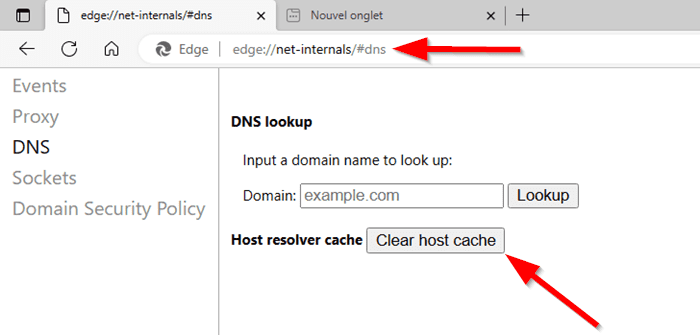Vider le cache DNS Edge
