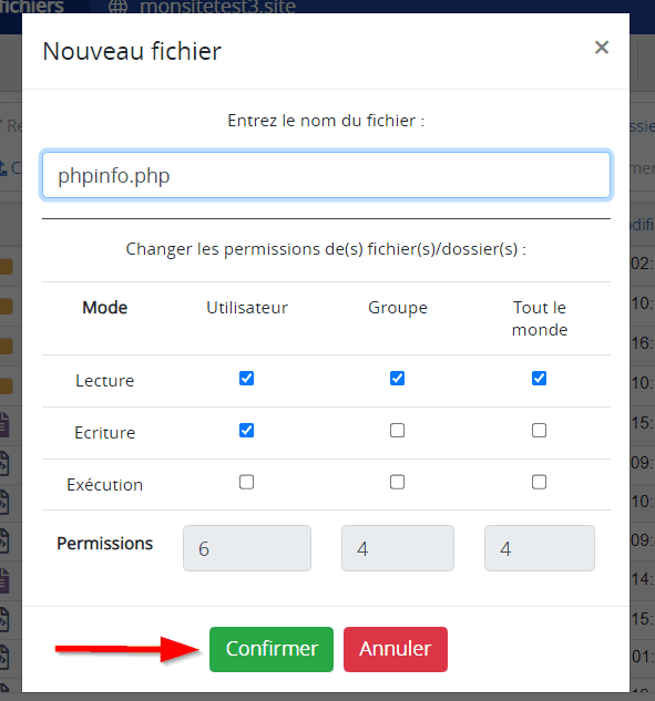 créer un fichier phpinfo.php pour corriger l'erreur Missing the MySQL extension