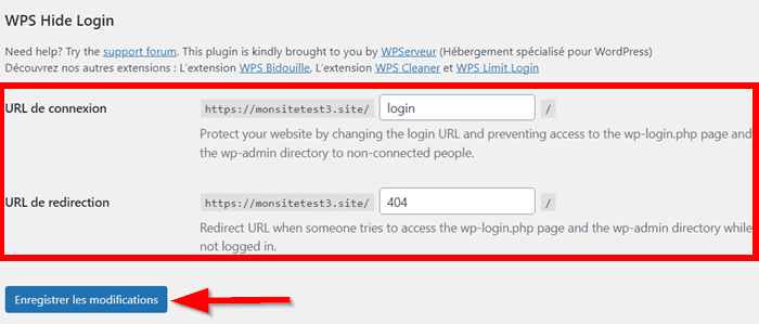 Changer l'URL de connexion par défaut WordPress