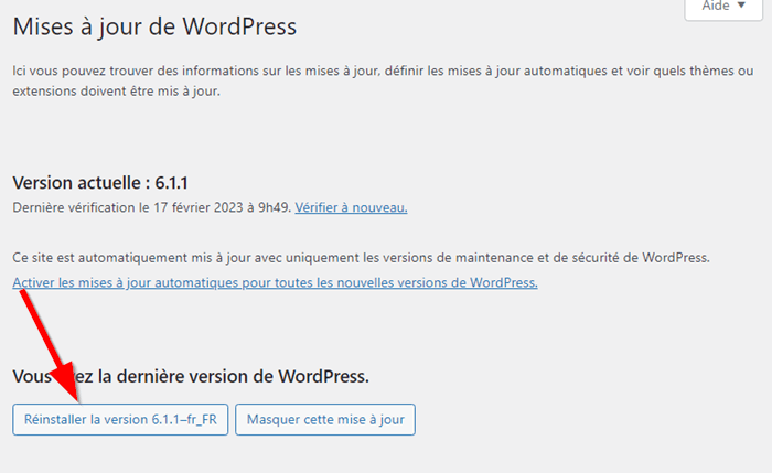 reinstaller WordPress