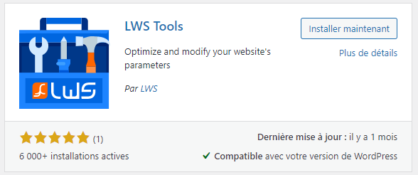 installer le plugin WordPress LWS Tools