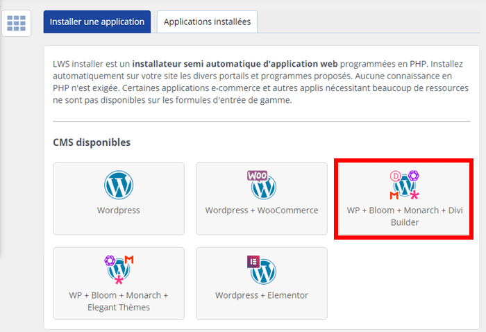 installer WordPress avec Divi