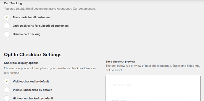 Options de gestion de formulaire d'inscription de MailChimp sur WooCommerce