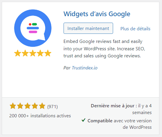 Widgets d'avis Google pour récupérer et afficher les avis clients sur WooCommerce