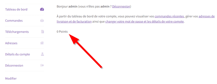 Balance de points cumulés sur WooCommerce