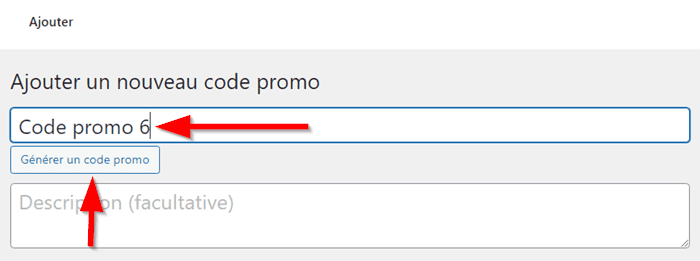 Ajouter un nom d'un code promo sur WooCommerce