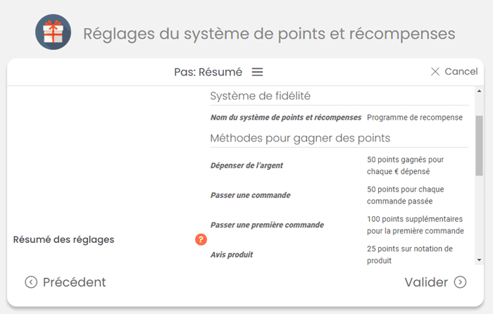 Résumé de récompense de MyRewards