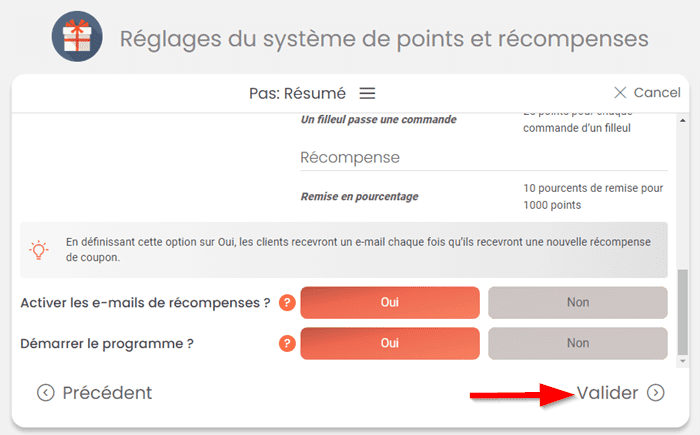 Activation du programme de fidélité de MyRewards