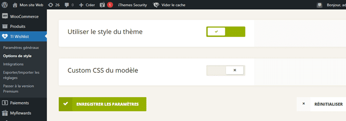 Gérer le style de la liste de souhaits WooCommerce