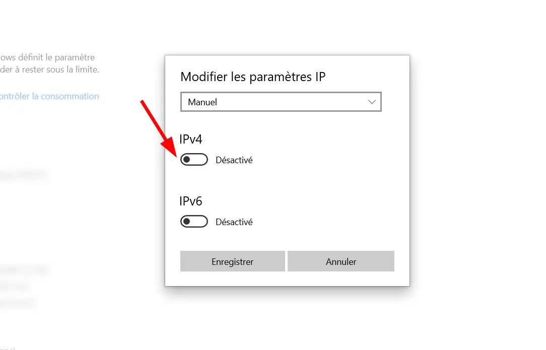 Activer le commutateur IPv4