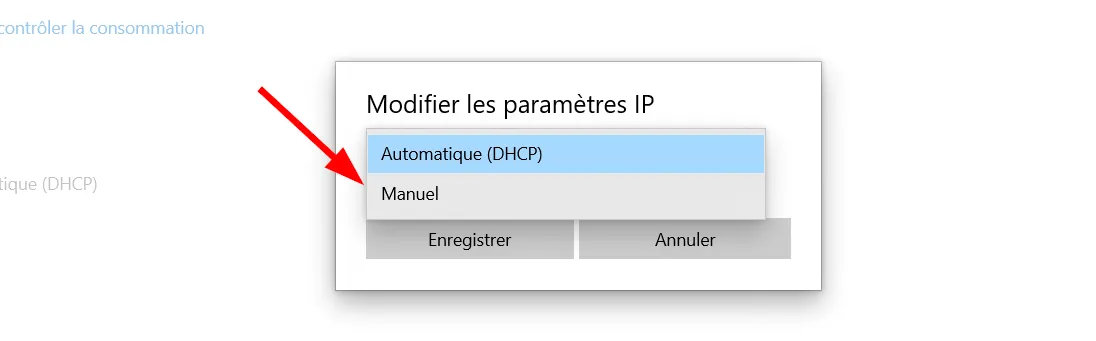 Sélectionner l'option Manuel