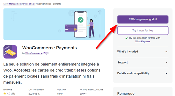 Télécharger le fichier d'installation de l'extension WooCommerce Payments