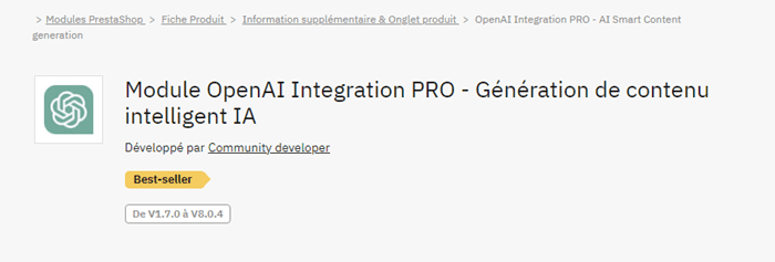 Module d'intégration OpenAI sur PrestaShop