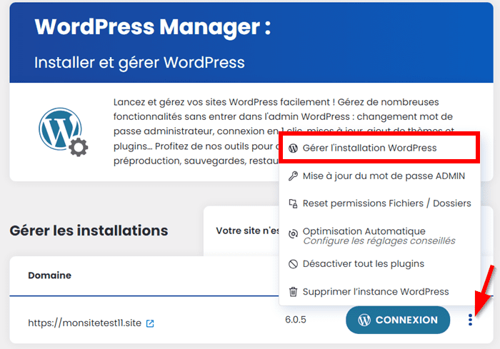 Gérer l'installation WordPress avec WP Manager LWS 