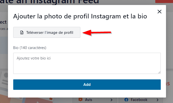 Téléverser une image de profil Instagram