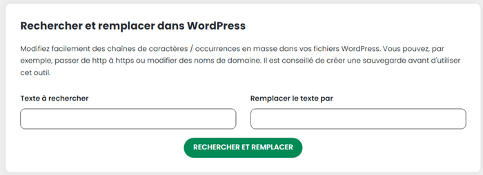 Rechercher et remplacer dans WordPress avec WP Manager LWS