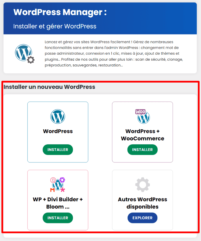 Installer WordPress via WP Manager de LWS